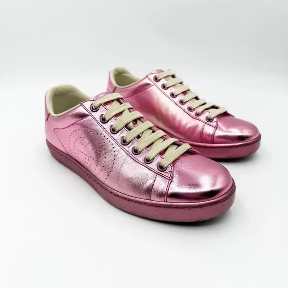 Gucci Ace GG Metallic Pink Sneakers Trainers EU 37 US 7